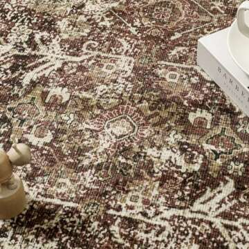 PureCozy Rust Red Runner Rug - Vintage Area Carpet