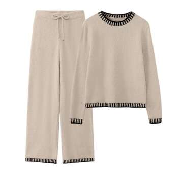 luvamia Lounge Sets For Women Fuzzy Two Piece Pants Set For Women Lounge Wear For Women 2 Piece Set Clothing Set For Women Womens Two Piece Outfits Buttercream Size XX-Large Fits Size 20 Size 22