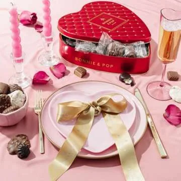 Valentines Day Chocolate Gift Basket | Heart Shaped Gift Present for Anniversary, Engagement, Bridal Wife, Girlfriend, Spouse, Partner, Love, Romance with Assorted Milk Chocolate Truffles | Bonnie and Pop