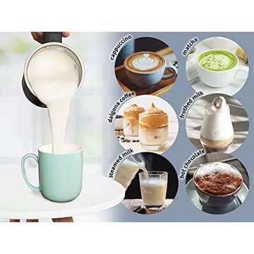 Zulay Kitchen 4-in-1 Milk Steamer - Automatic Milk Frother Electric (10oz/300ml) - Milk Frother and Steamer - Stainless Steel Electric Milk Frother For Latte, Cappuccino, Hot Chocolate (Turbo Black)