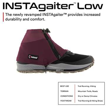 Kahtoola INSTAgaiter Low Gaiters for Hiking, Trail Running, Mountaineering, Hunting, Rocky Terrain, Mud, Snow & Ice