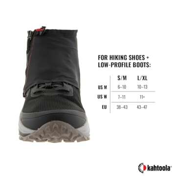 Kahtoola INSTAgaiter Low Gaiters for Hiking, Trail Running, Mountaineering, Hunting, Rocky Terrain, Mud, Snow & Ice