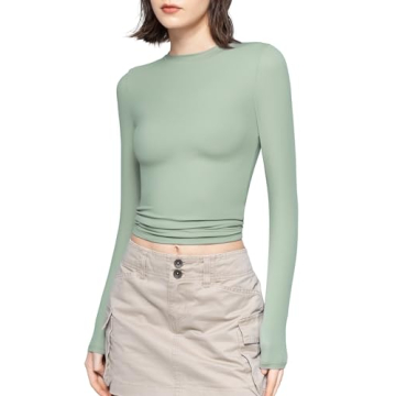 PUMIEY Women's Long Sleeve Crew Neck Top - Versatile & Stylish