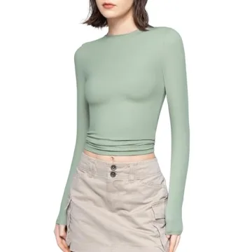 PUMIEY Women's Long Sleeve Crew Neck Top - Versatile & Stylish