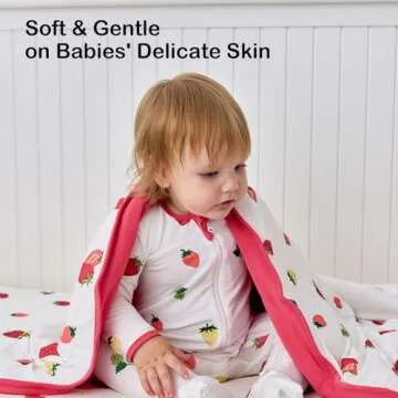 BubblePanda Rayon Made from Bamboo Baby Blanket for Boys Girls Neutral Soft Crib Blanket Toddler Quilt Comforter Newborn Nursery 30 x 40 Inch Strawberry