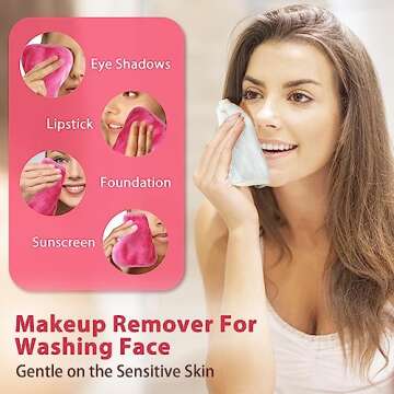 NATWAG | Reusable Update Makeup Removing Microfiber Cloth for Sensitive Skin | Washable Makeup Remover Towels | Natural Facial Cleansing Towels (6”x 6”, 12 Pack/Pink)