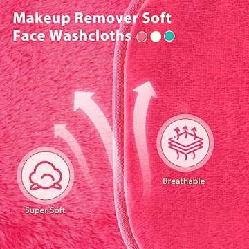 NATWAG | Reusable Update Makeup Removing Microfiber Cloth for Sensitive Skin | Washable Makeup Remover Towels | Natural Facial Cleansing Towels (6”x 6”, 12 Pack/Pink)
