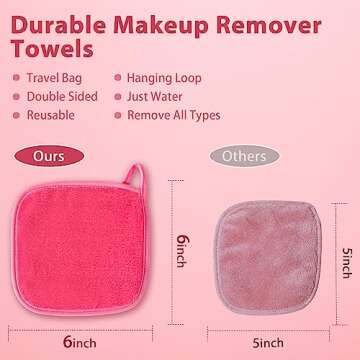 NATWAG | Reusable Update Makeup Removing Microfiber Cloth for Sensitive Skin | Washable Makeup Remover Towels | Natural Facial Cleansing Towels (6”x 6”, 12 Pack/Pink)