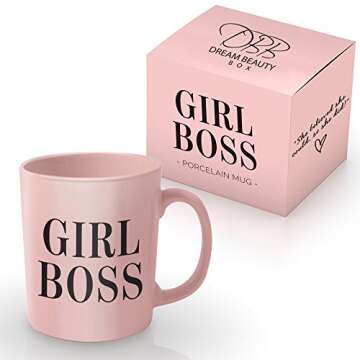 Girl Boss Pink Coffee Mug – Celebrate & Empower The Inspirational Women In your Life - The Perfect Novelty, Funny Christmas Or Birthday Gift Idea For Her - 11oz Ceramic - Comes In Cute Pink Gift Box