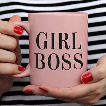 Girl Boss Pink Coffee Mug – Celebrate & Empower The Inspirational Women In your Life - The Perfect Novelty, Funny Christmas Or Birthday Gift Idea For Her - 11oz Ceramic - Comes In Cute Pink Gift Box