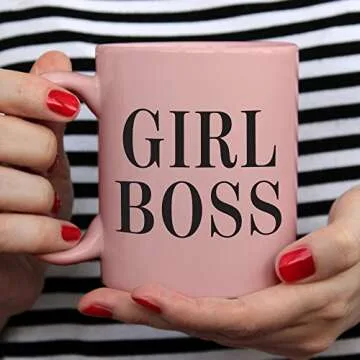 Girl Boss Pink Coffee Mug – Celebrate & Empower The Inspirational Women In your Life - The Perfect Novelty, Funny Christmas Or Birthday Gift Idea For Her - 11oz Ceramic - Comes In Cute Pink Gift Box