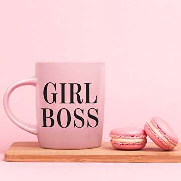 Girl Boss Pink Coffee Mug – Celebrate & Empower The Inspirational Women In your Life - The Perfect Novelty, Funny Christmas Or Birthday Gift Idea For Her - 11oz Ceramic - Comes In Cute Pink Gift Box