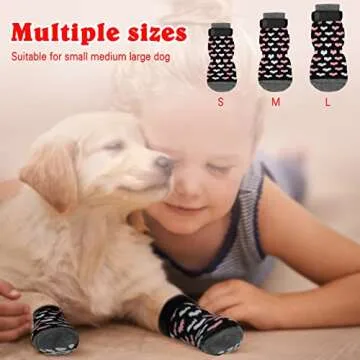 Rypet Anti Slip Dog Socks 3 Pairs - Dog Grip Socks with Straps Traction Control for Indoor on Hardwood Floor Wear, Pet Paw Protector for Small Medium Large Dogs Small
