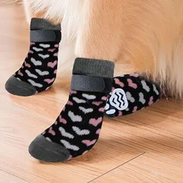 Rypet Anti Slip Dog Socks 3 Pairs - Dog Grip Socks with Straps Traction Control for Indoor on Hardwood Floor Wear, Pet Paw Protector for Small Medium Large Dogs Small