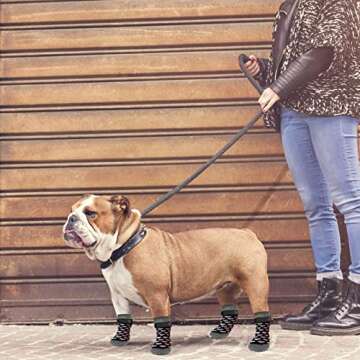 Rypet Anti Slip Dog Socks 3 Pairs - Dog Grip Socks with Straps Traction Control for Indoor on Hardwood Floor Wear, Pet Paw Protector for Small Medium Large Dogs Small