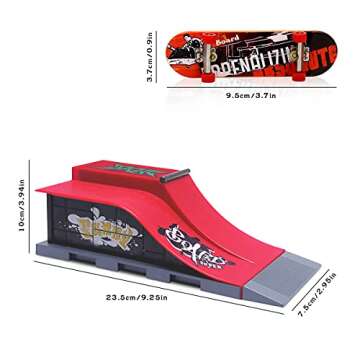MOMSIV KETIEE Finger Skateboard Park Ramp Toys Mini Fingerboard Skate Rail Set, Half Pipe Finger Skateboards Kit, Ultimate Skateparks Training Props for Kids & Adult (Style E)