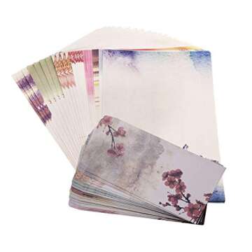 Penta Angel 32 Pcs Vintage Stationery Paper Romantic Love Letter Writing Paper Old Style Poetry Note Card Blank with 16 Cute Retro Envelopes, Stationery Paper and Envelops Set (8 styles)