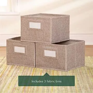 Guidecraft EdQ 5 Compartment Storage 30'' Natural with 3 Fabric Bins: Wooden Kids Bookcase, Two Shelf Organizer for Books, Toys, Games, Arts, Crafts, School Supplies; Home and Classroom