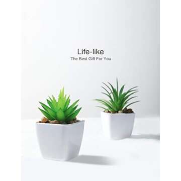 Veryhome Fake Succulents Plants Artificial Faux Succulents Small 4pcs Mini Potted Plastic Succulents for Christmas Home Office Living Room Desk Decor Aesthetic