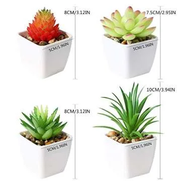 Veryhome Fake Succulents Plants Artificial Faux Succulents Small 4pcs Mini Potted Plastic Succulents for Christmas Home Office Living Room Desk Decor Aesthetic