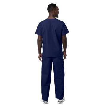 Sivvan Unisex Scrubs - Classic V-Neck Top & Drawstring Pants Scrub Set - S8400 - Navy - XL