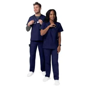 Sivvan Unisex Scrubs - Classic V-Neck Top & Drawstring Pants Scrub Set - S8400 - Navy - XL