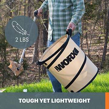 Worx 26-Gallon Collapsible Yard Waste Bag for Easy Cleanup