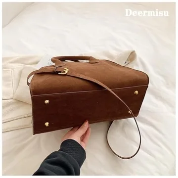Deermisu Womens Suede Tote Bag Chic Functionality for All Occasions