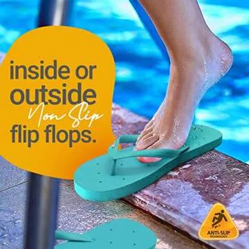 Shower Shoez Women's Non-Slip Pool Dorm Water Sandals Flip Flops (Solid Turquoise, us_footwear_size_system, adult, women, numeric_range, medium, numeric_11, numeric_12)