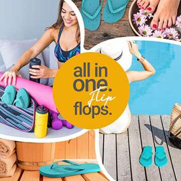 Shower Shoez Women's Non-Slip Pool Dorm Water Sandals Flip Flops (Solid Turquoise, us_footwear_size_system, adult, women, numeric_range, medium, numeric_11, numeric_12)