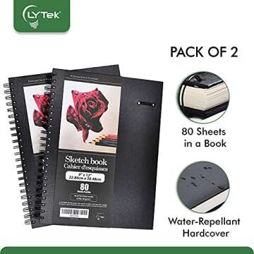 LYTek 9x12 Sketch Books - Durable & Perfect for Artists