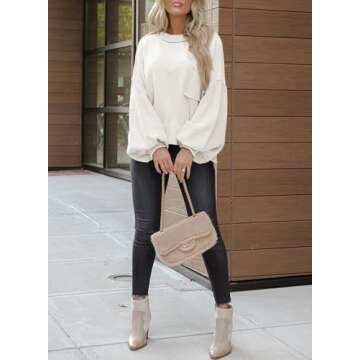 Dokotoo Womens Sweaters Fall 2024 Lightweight Sweater Teacher Outfits Winter Clothes for Women Trendy Oversized Women's Sweaters White Fashion 2024 Winter Bell Sleeve Pullover