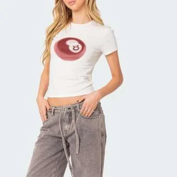 Women’s Baby Tee Y2k Crop Top Fruit Graphic Print Retro Vintage Aesthetic Short Sleeve Slim Fit Top T Shirt White