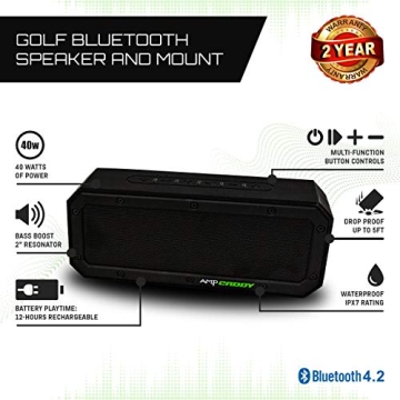 Golf Speaker with Mount - 20-Hour Battery Life & Waterproof