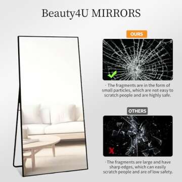 Beauty4U Full Length Mirror with Stand and Wall Mounting