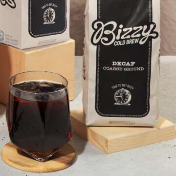 Bizzy Cold Brew Coffee | Decaf Blend | Water Process | Coarse Ground Coffee | Micro Sifted | Specialty Grade | 100% Arabica | 1 LB