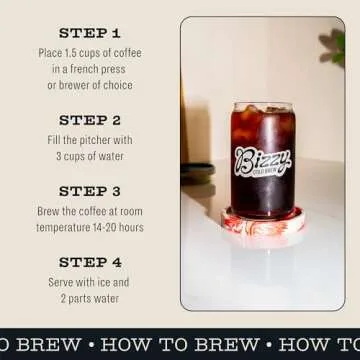 Bizzy Cold Brew Coffee | Decaf Blend | Water Process | Coarse Ground Coffee | Micro Sifted | Specialty Grade | 100% Arabica | 1 LB