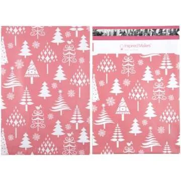 Inspired Mailers - Christmas Poly Mailers 10x13-100 Pack - Christmas Trees (Rose Gold) - Package Bags - 10x13 Holiday Mailers - Holiday Shipping Bags - Polybags for Shipping