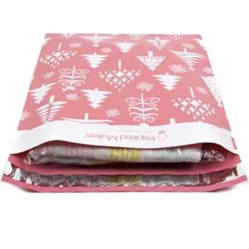 Inspired Mailers - Christmas Poly Mailers 10x13-100 Pack - Christmas Trees (Rose Gold) - Package Bags - 10x13 Holiday Mailers - Holiday Shipping Bags - Polybags for Shipping