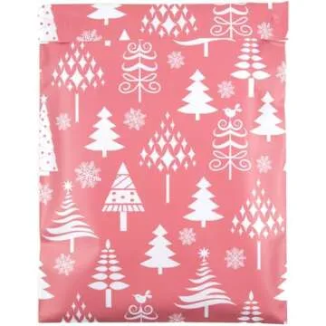 Inspired Mailers - Christmas Poly Mailers 10x13-100 Pack - Christmas Trees (Rose Gold) - Package Bags - 10x13 Holiday Mailers - Holiday Shipping Bags - Polybags for Shipping