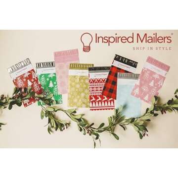 Inspired Mailers - Christmas Poly Mailers 10x13-100 Pack - Christmas Trees (Rose Gold) - Package Bags - 10x13 Holiday Mailers - Holiday Shipping Bags - Polybags for Shipping