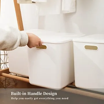 Yishyfier 6-Pack Plastic Storage Bins with Lids Organizer