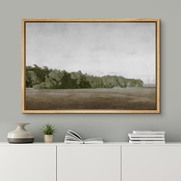 SIGNFORD Framed Canvas Art - Brown Meadow Landscape