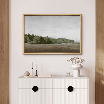 SIGNFORD Framed Canvas Art - Brown Meadow Landscape