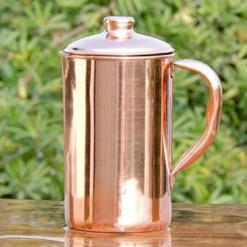 HealthGoodsIn - Pure Copper (99.74%) Water Jug | Copper Pitcher for Ayurveda Health Benefits (50.7 U...