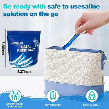 120 Saline Packets,Sinus Rinsing Packets for Neti Pots,Neti Pot Salt Packets Individually Wrapped,Nasal Rinse Packets Neti Pot Salt for Nasal Irrigation System,Nasal Wash Squeeze Bottle & Sinus Relief