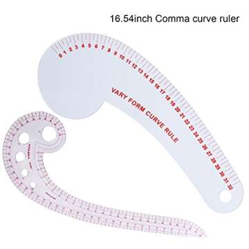 Boao 6 Pieces Clear Metric Sewing Ruler Set Plastic Sew French Curve Ruler Tools Metric Curve Shaped Rulers Making Ruler Kit for Designers and Beginners Tailors Designers, 6 Styles