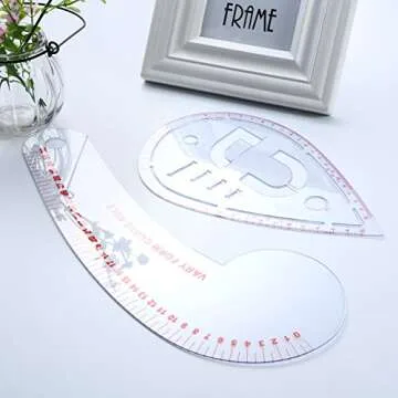 Boao 6 Pieces Clear Metric Sewing Ruler Set Plastic Sew French Curve Ruler Tools Metric Curve Shaped Rulers Making Ruler Kit for Designers and Beginners Tailors Designers, 6 Styles