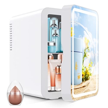 COOSEON Mirrored Mini Beauty Fridge with LED Light