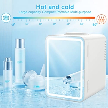 COOSEON Mirrored Mini Beauty Fridge with LED Light